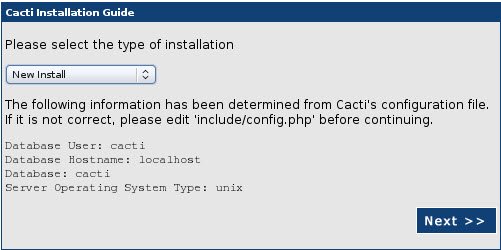 Cacti Installation - Browser Neu
