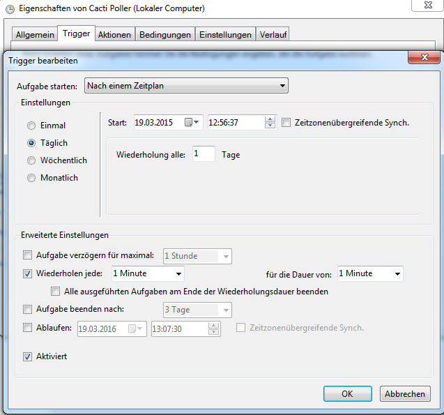 Windows7 Aufgabenplan Cacti Trigger TASTE OF IT