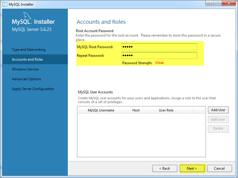 Windows7 Oracle MySQL Install