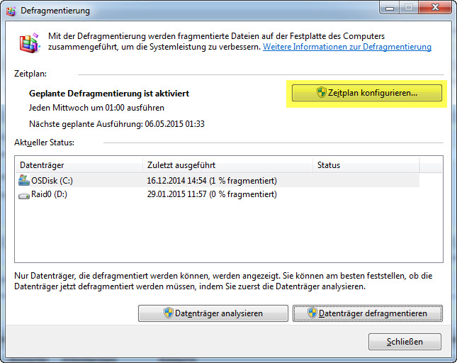Windows7 Defrag GUI