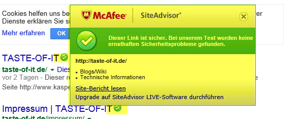 McAfee SiteAdvisor Search Info