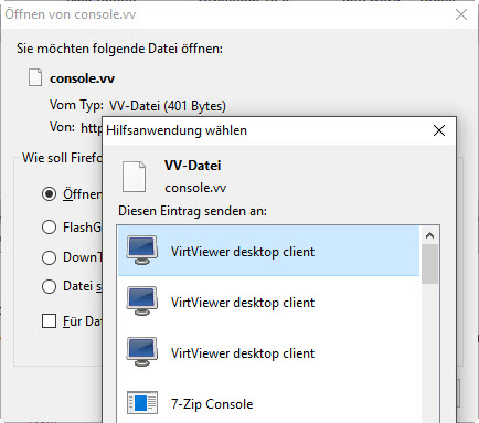 oVirt Virt-Viewer Open VM