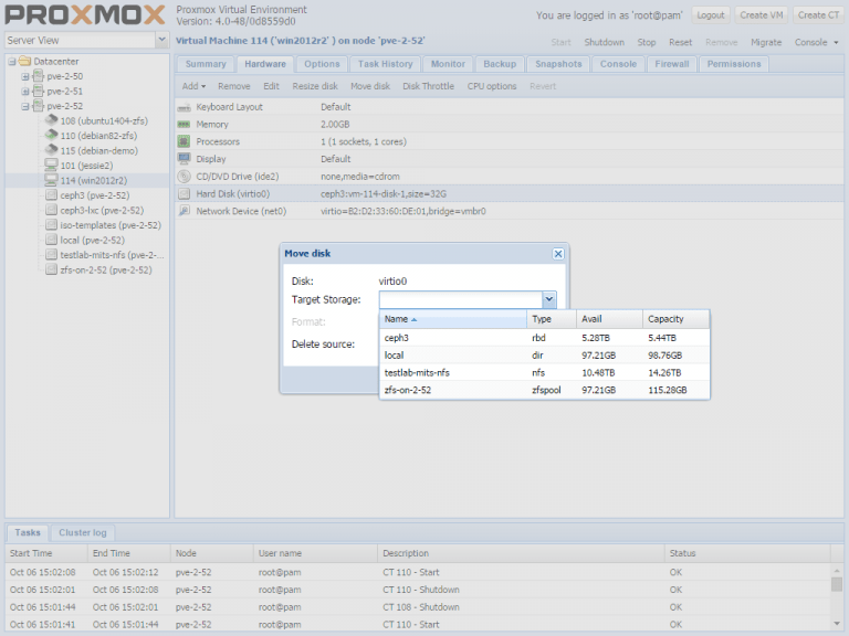 Proxmox 4 Move Disk TASTEOFIT