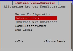 Postfix Type Internet Site