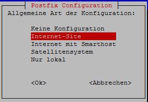 ISPConfig 3 - Installation Debian Jessie 4 Postfix Type Internet Site
