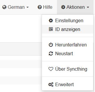 Syncthing ID anzeigen