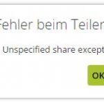 Nextcloud 11 - Fehler beim Teilen Meldung 2 Nextcloud Fehler beim Teilen
