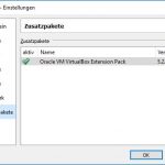 VirtualBox Zusatzpaket Extension Pack Success List