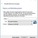 VitualBox Name und Betriebssystem