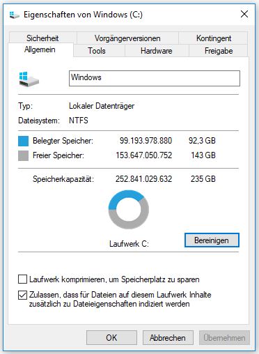 Windows Datenträgerbereinigung