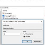 Windows 10 Info-Center Anzeigedauer - MessageDuration ändern 2 Windows 10 Registry MessageDuration