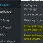 WordPress 4.9.6 personenbezogene Daten