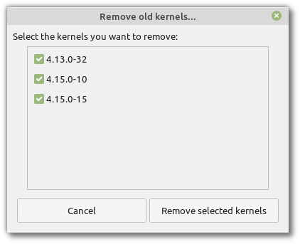 Linux Mint 19.1 Update-Manager Kernel Remove