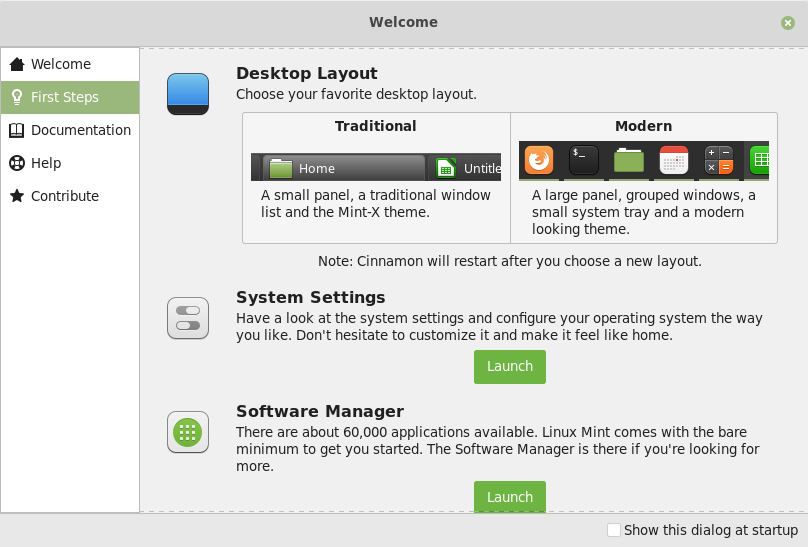 Linux Mint 19.1 Desktop Layout