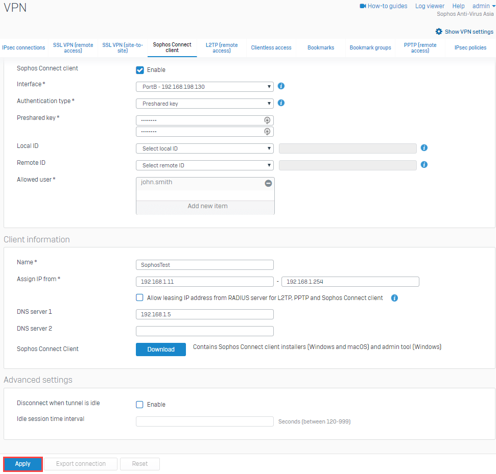 Sophos XG VPN Firewall Konfiguration