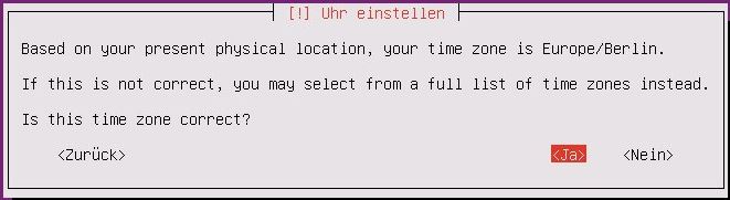 Ubuntu Server Installation - Uhr