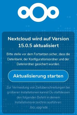 Nextcloud verbleibt im Wartungsmodus 3 Nextcloud Update 15.0.5