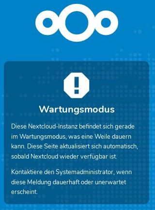 Nextcloud - UI Wartungsmodus