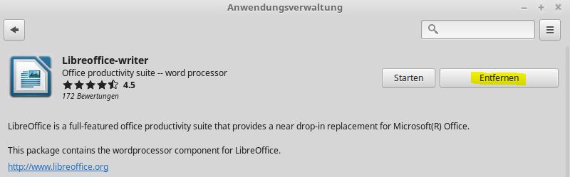 Linux Mint LibreOffice deinstallieren 9 LinuxMint Anwendungsverwaltung LibreOffice entfernen