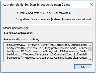Windows 10 Eventlog Snap-In Fehler