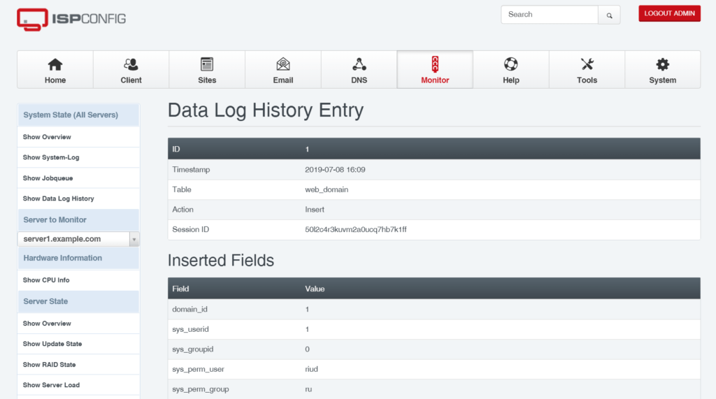 ISPConfig Datalog Viewer