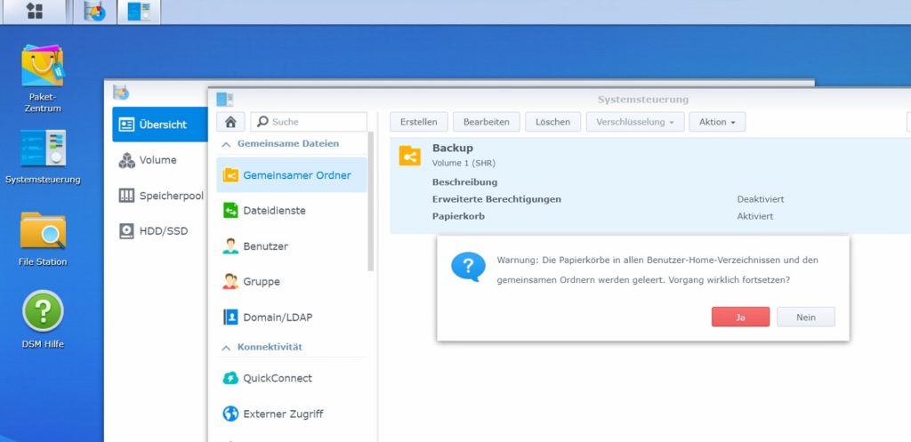 Synology Diskstation Speicher nach löschen nicht frei 2 synology diskstation papierkoerbe loeschen