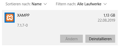 XAMPP Deinstallation
