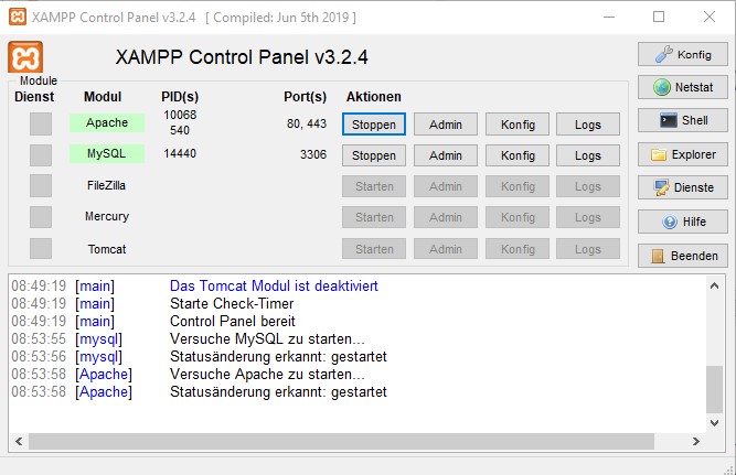 XAMPP Control Panel 3.2.4.