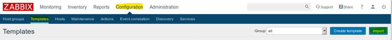 Zabbix monitoring systemctl Services 6 Zabbix Template Import