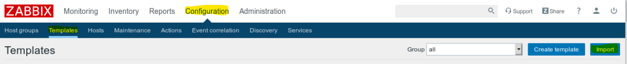 Zabbix Template Import