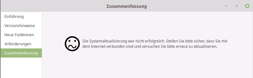 Linux Mint Upgrade 18.3 Sylvia auf 19.x 9 Linux MInt Upgrade 19.3 Tricia Fehler
