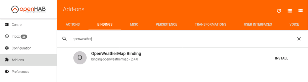 openHAB Binding OpenWeatherMap