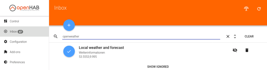 openHAB Inbox Weather And Forecast