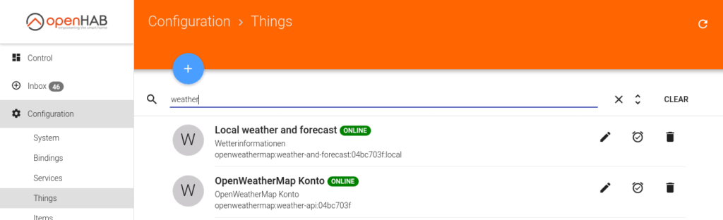 openHAB - OpenWeatherMap Things