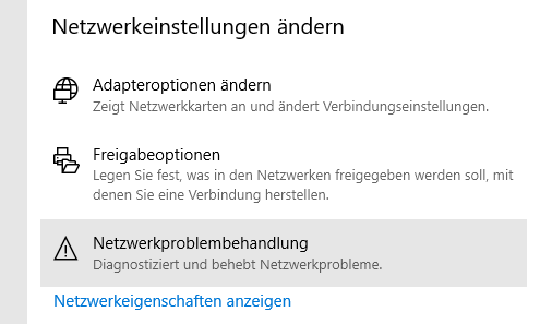 Windows Netzwerkproblembehandlung