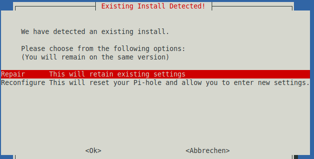 Pi-hole Repair keep Settings