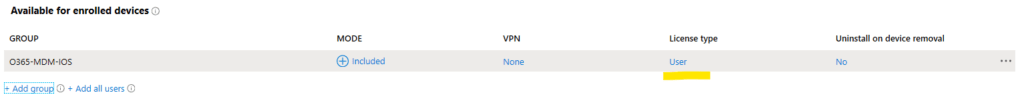 Intune App Licensing Type User