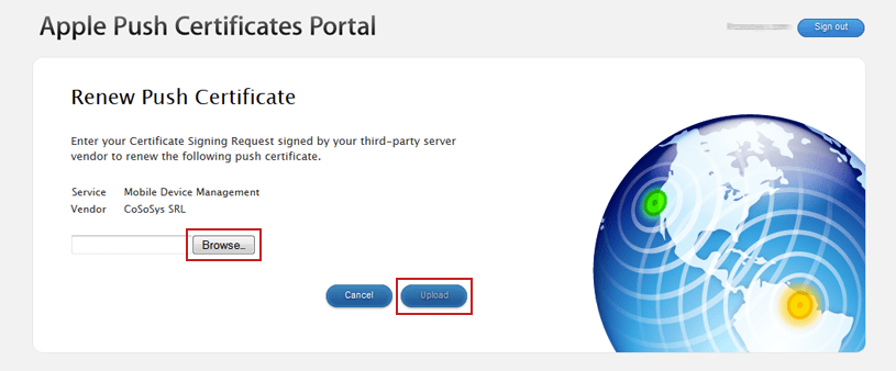 Apple Push Portal - Upload Cert