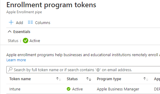 Intune - Apple Enrolment Token