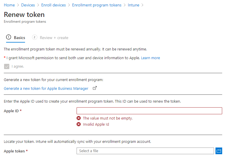 Intune - Apple Enrolment Token Setup