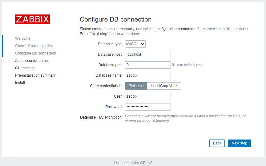 Zabbix 5.2 - Install - DB Config