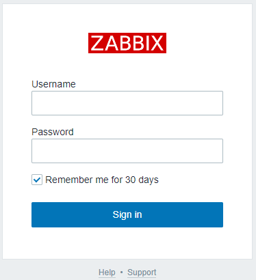 Zabbix Login Screen
