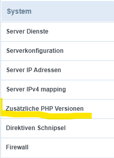 ISPconfig PHP Versionen