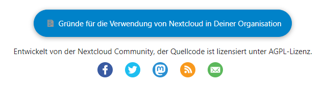 Nextcloud - social Icons und Reason Button entfernen 2 Nextcloud Social and Reason Button