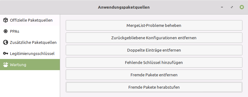 Linux Mint - Anwendungspaketquellen
