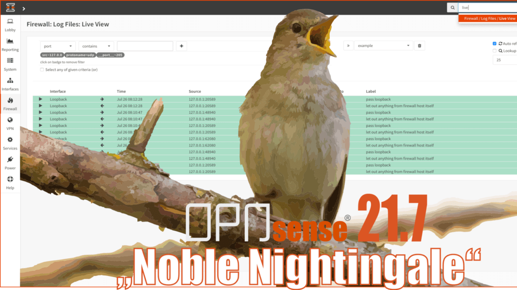 OPNsense 21.7 Noble NIghtingale