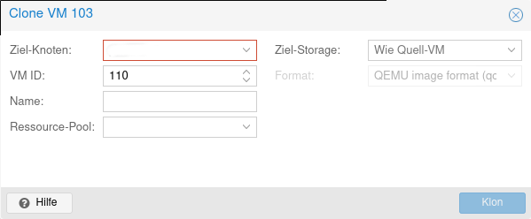 ProxmoxVE KVM virtuelle Maschine klonen 3 grafik 1