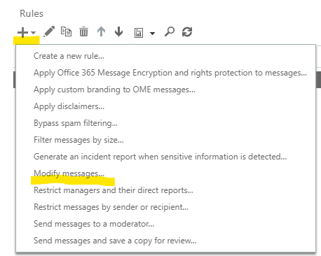 O365 Exchange Online Regel alle Mails eines Absenders als Privat kennzeichnen 4 Exchange Online Rule Options