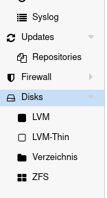 Proxmox VE Menu Disks