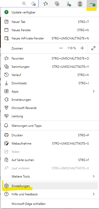 Edge Browser - Einstellungen